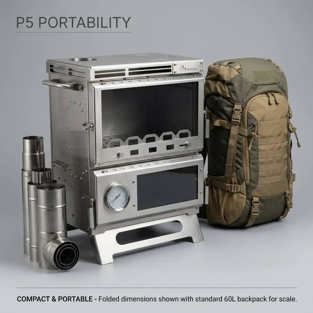 Tent Stove with Baking Oven and Thermometer