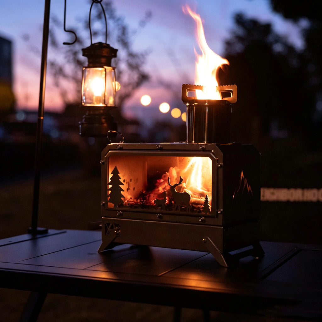 Compact Stainless Tent Stove with Window