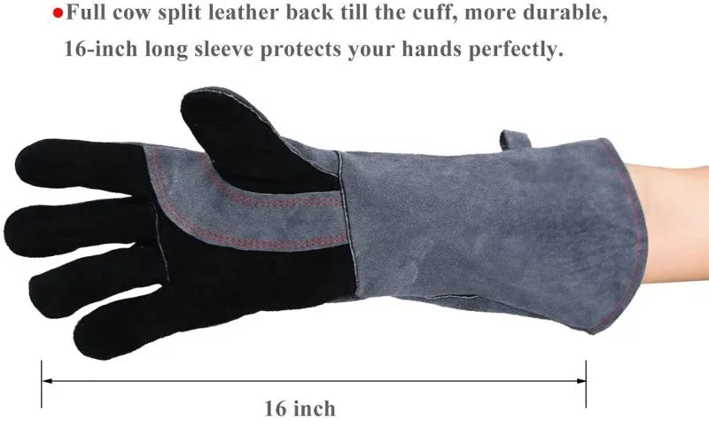 Long-Cuff Leather Fire Gloves