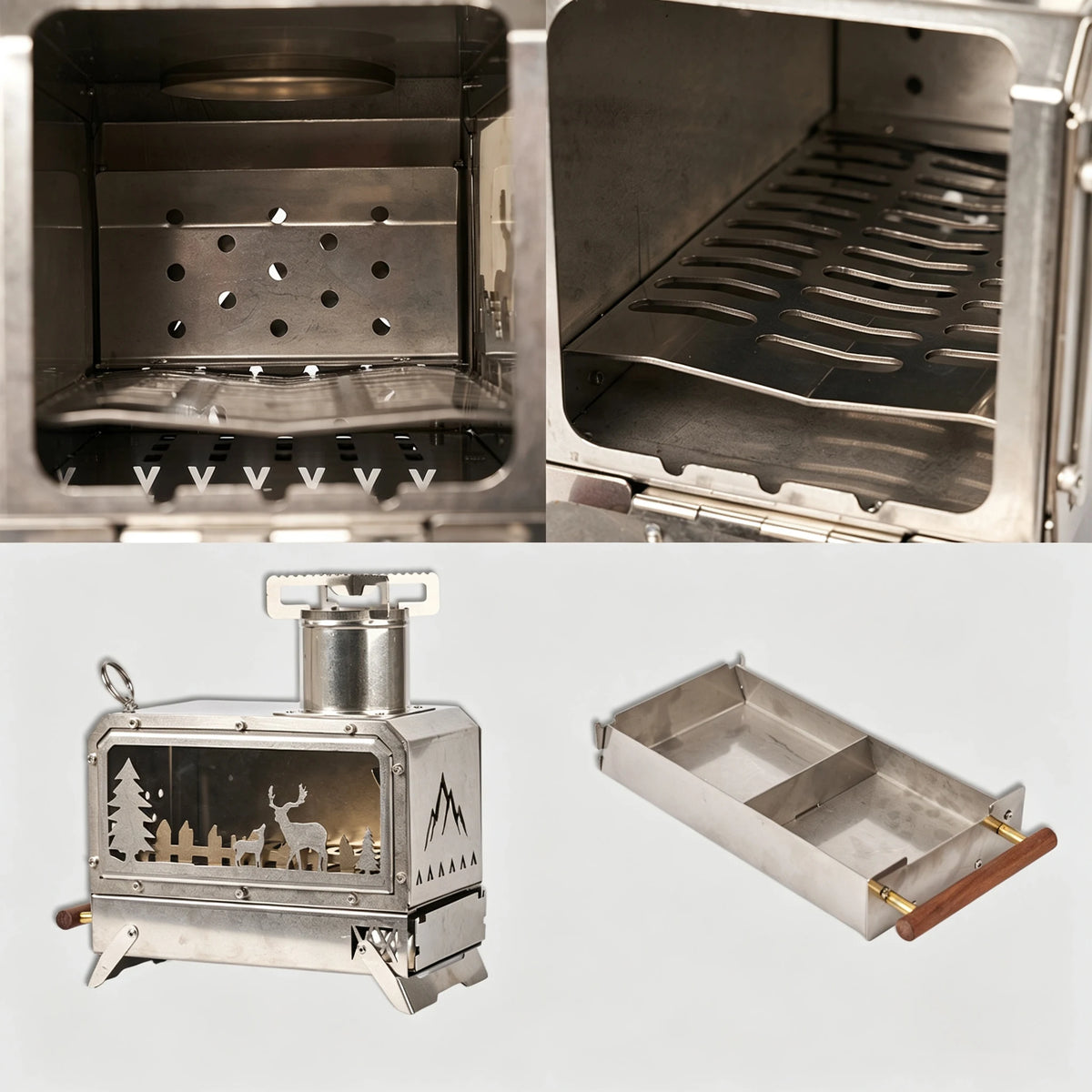 Compact Stainless Tent Stove with Window