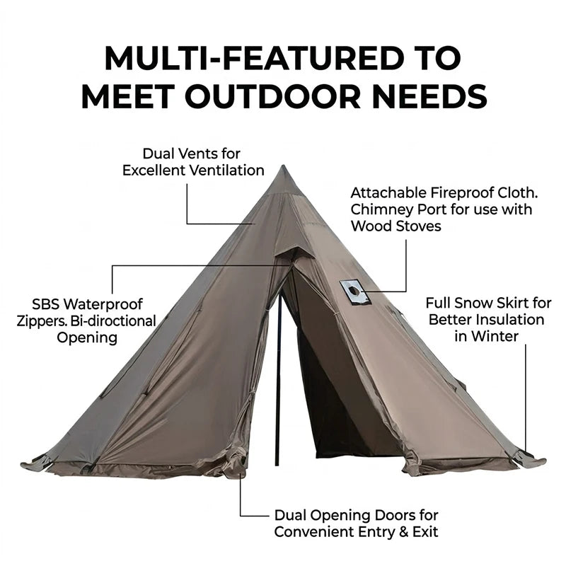 Pyramid Hot Tent with Stove Jack and Snow Skirt