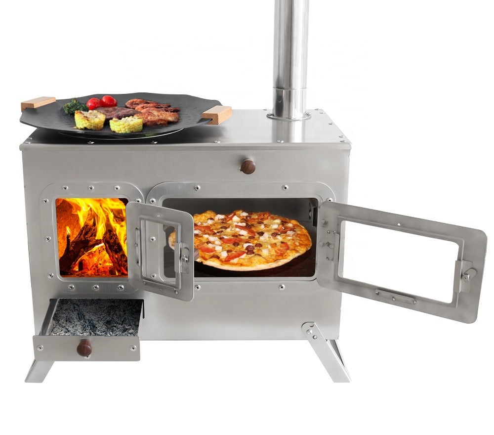 Stainless Tent Stove with Oven Box and Ash Drawer