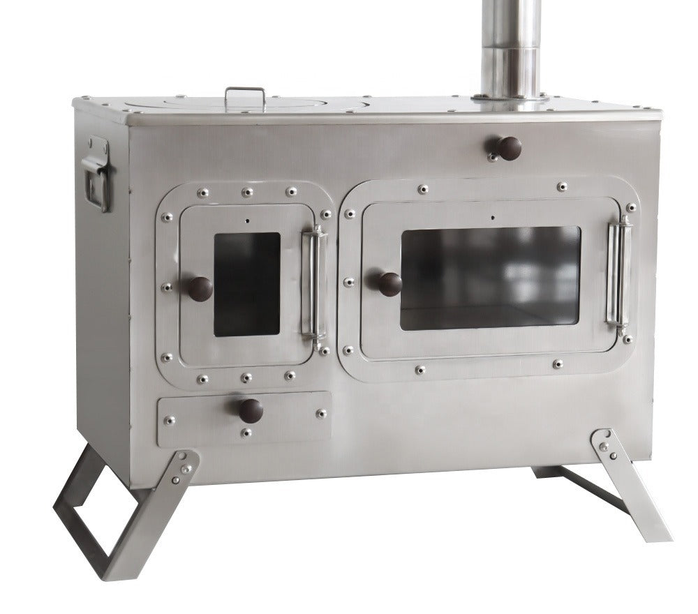 Stainless Tent Stove with Oven Box and Ash Drawer